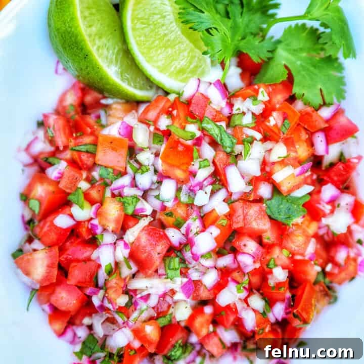 easy pico de gallo with lime slices.