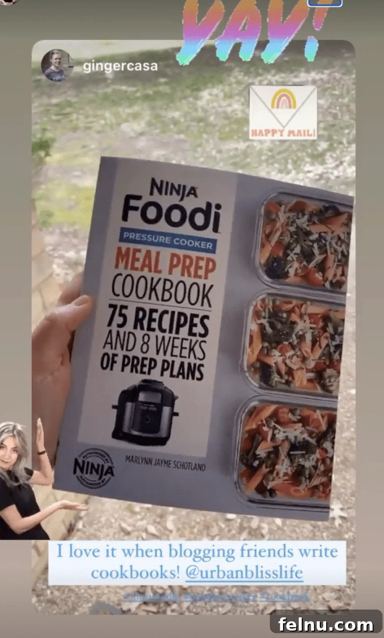 Mastering Ninja Foodi Pressure Cooker Meal Prep Cookbook 26 Social media testimonial from a reader expressing excitement about the new Ninja Foodi cookbook.