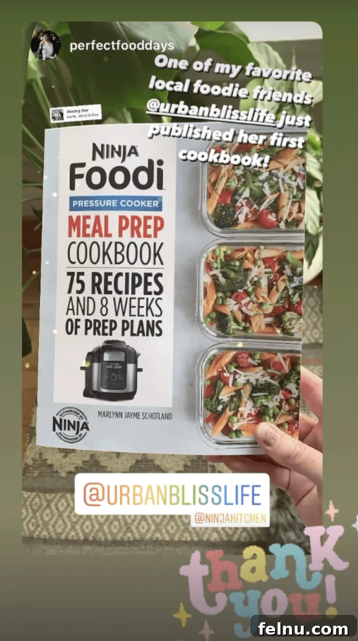 Mastering Ninja Foodi Pressure Cooker Meal Prep Cookbook 28 A social media post from a reader praising the meal prep ideas in the cookbook.