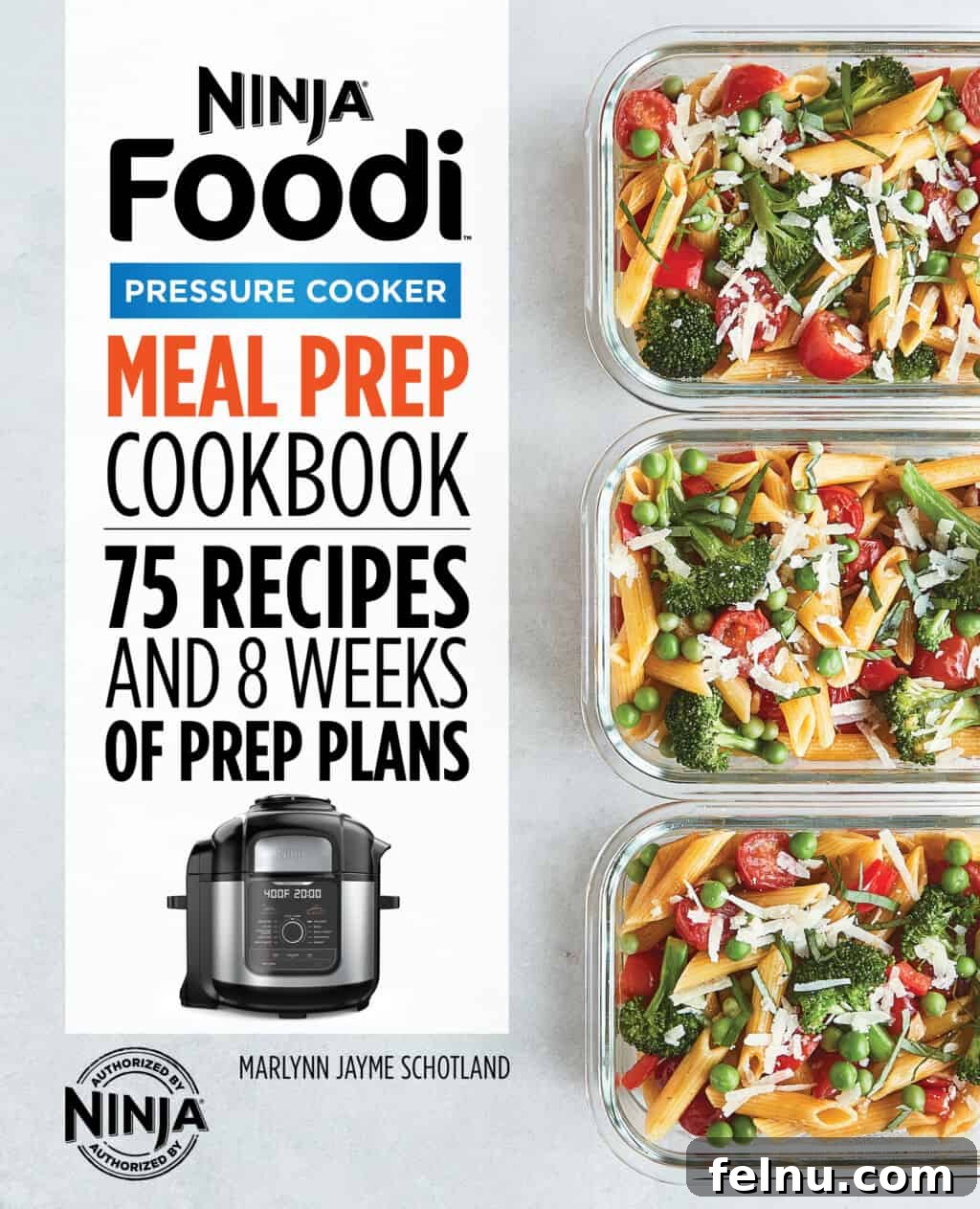 Mastering Ninja Foodi Pressure Cooker Meal Prep Cookbook 32 The cover of The Ninja Foodi Pressure Cooker Meal Prep Cookbook, your guide to easy meal planning.
