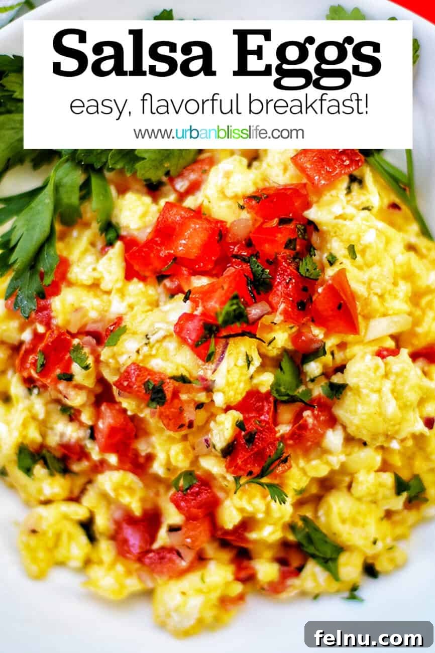 Fiesta Eggs 7 eggs with salsa and text overlay