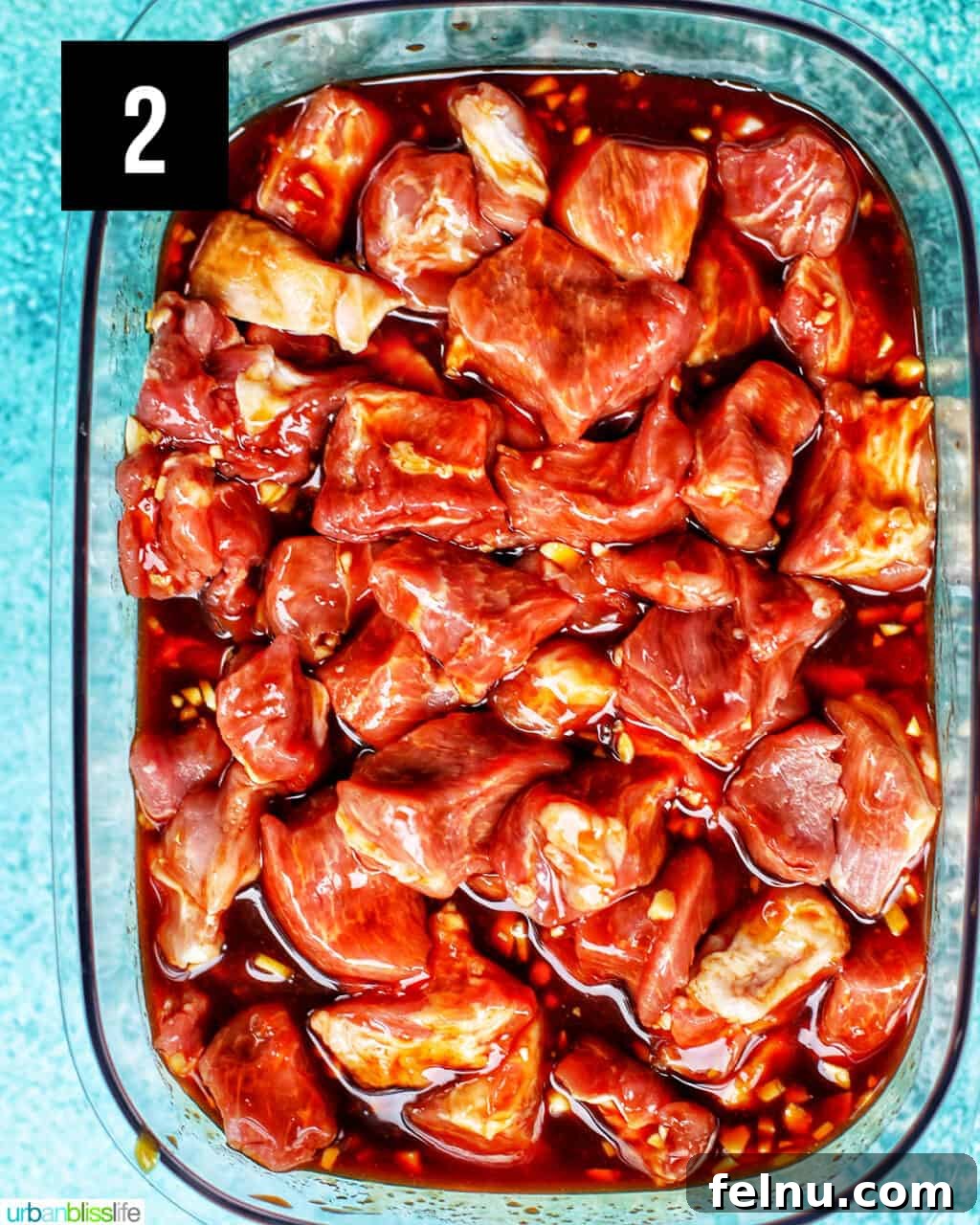 Filipino Pork BBQ marinating in container