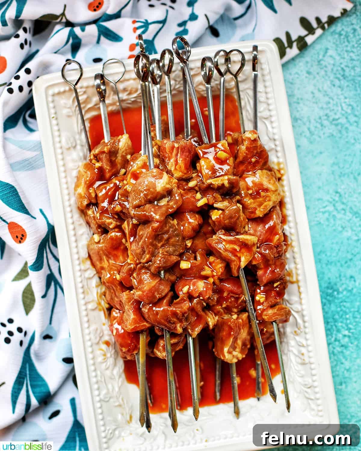 Filipino-Style Grilled Pork Skewers 9 Raw Filipino BBQ pork skewers