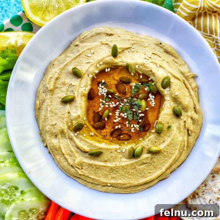 Classic Hummus Bowl with Olive Oil and Pepitas