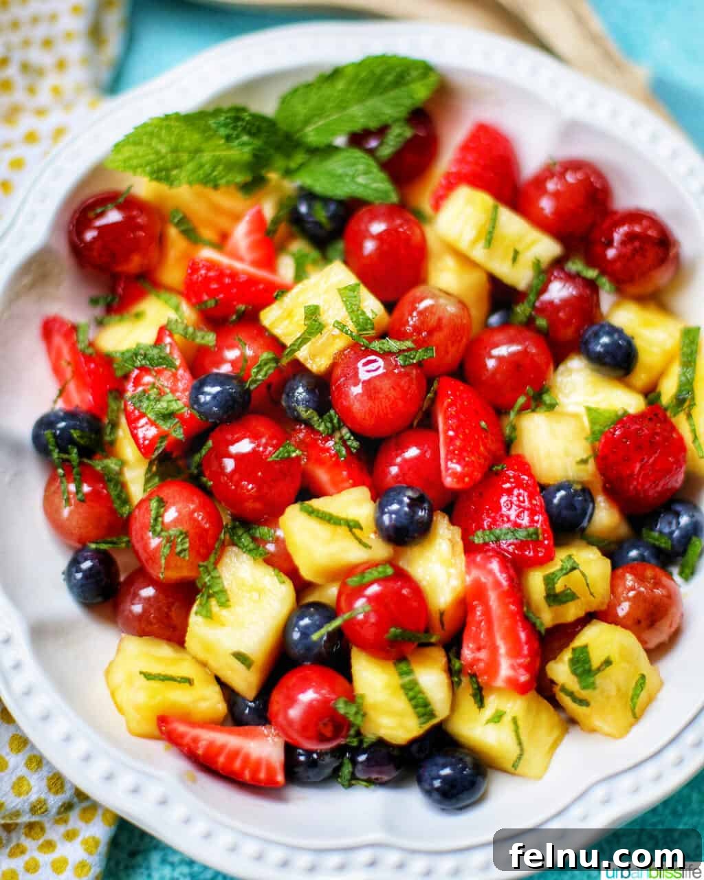 A refreshing bowl of simple fruit salad