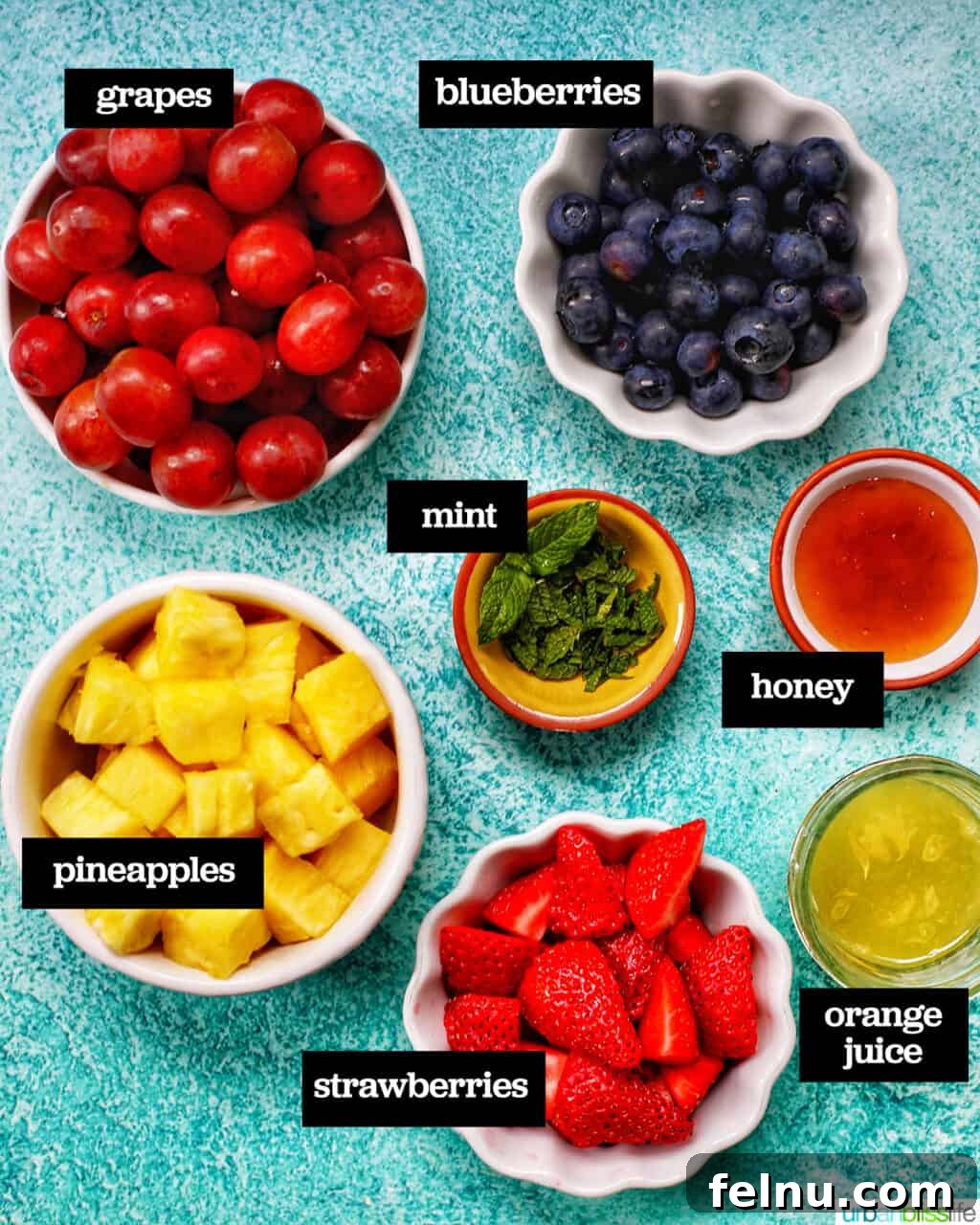 Ingredients for a delicious summer fruit salad