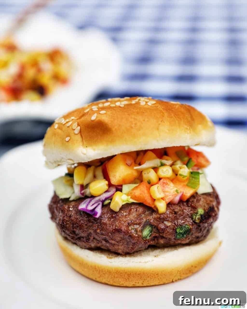 Asian beef burger with summer slaw