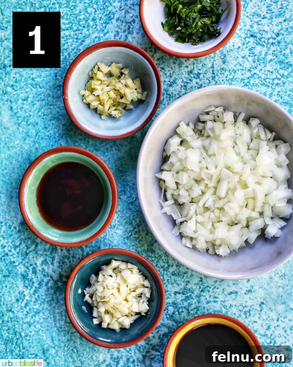 Pineapple Paradise Chicken Fried Rice 6 ingredients for sauce in bowls