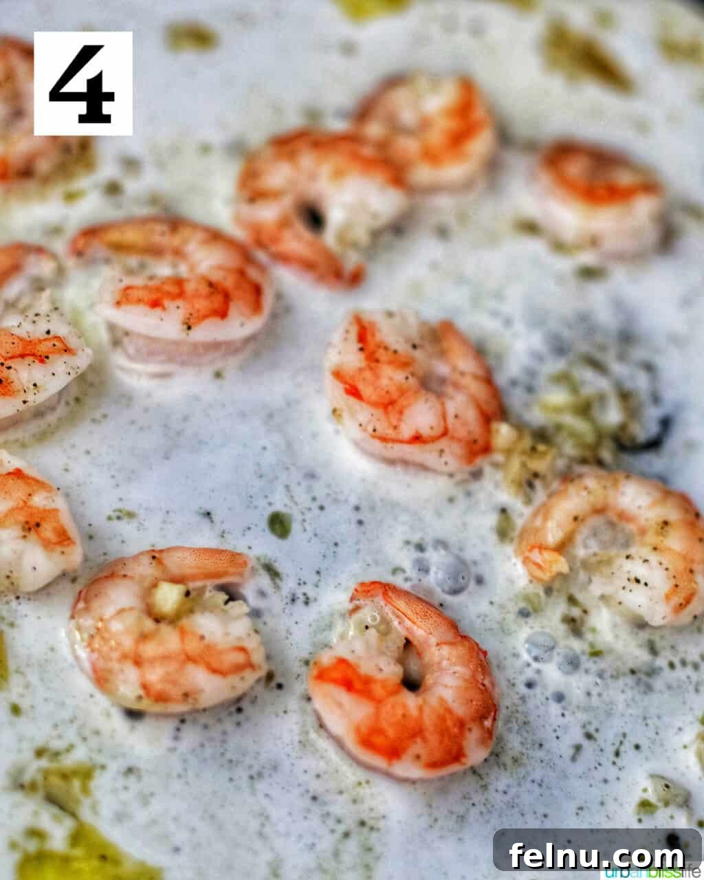 Savory Shrimp & Tortellini Dairy-Free Delight 8 shrimp in a pan