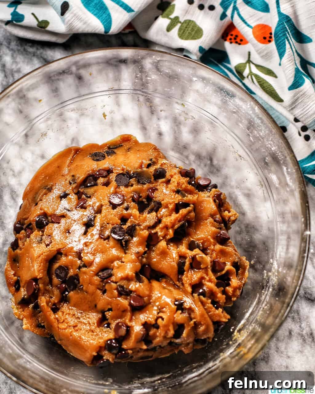 Golden Brown Butter Espresso Chocolate Chip Cookies 11 Cookie dough with chocolate and espresso chips folded in, ready for chilling