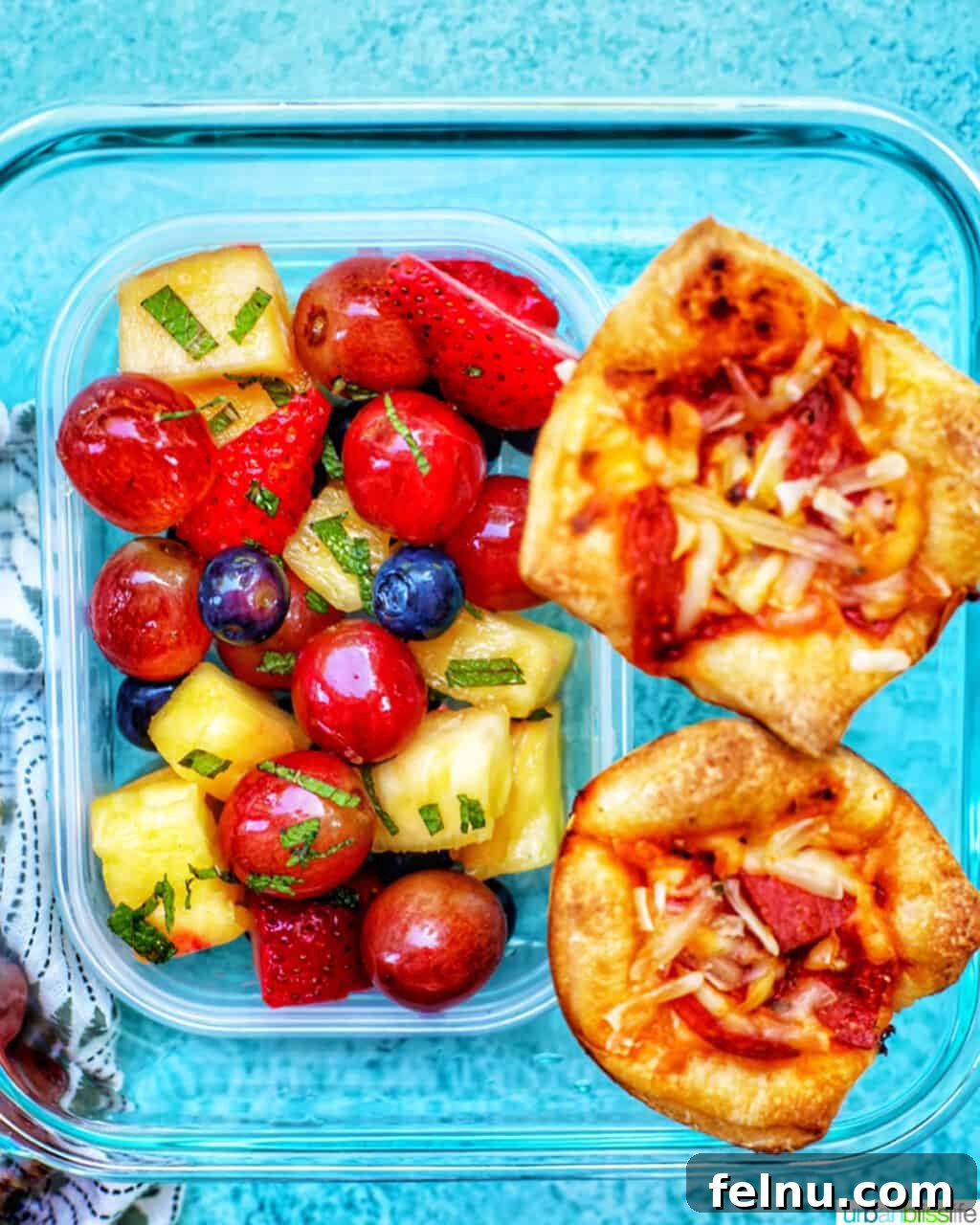 Effortless Pizza Bites 12 Pizza Cups with Fruit Salad