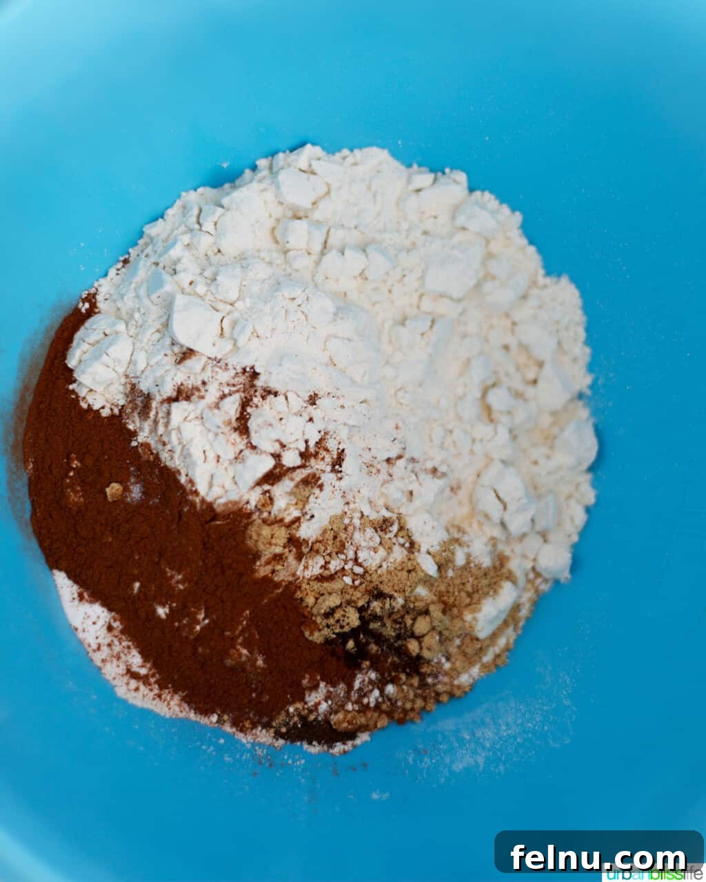 Dry ingredients for the gingerbread roll cake.