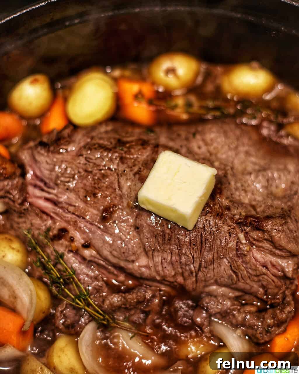 Succulent Dutch Oven Pot Roast 10 pot roast with butter and veggies