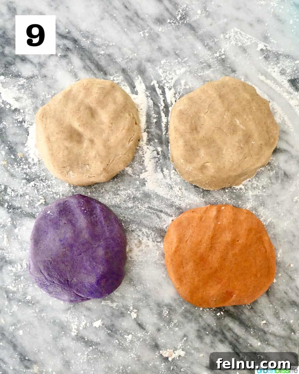 Four Dough Discs for Halloween Pinwheel Cookies