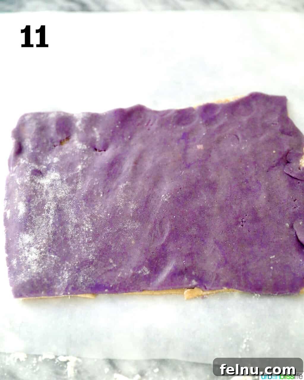 Halloween Swirl Cookies 15 Purple Dough Rolled Out Flat Over Cookie Dough