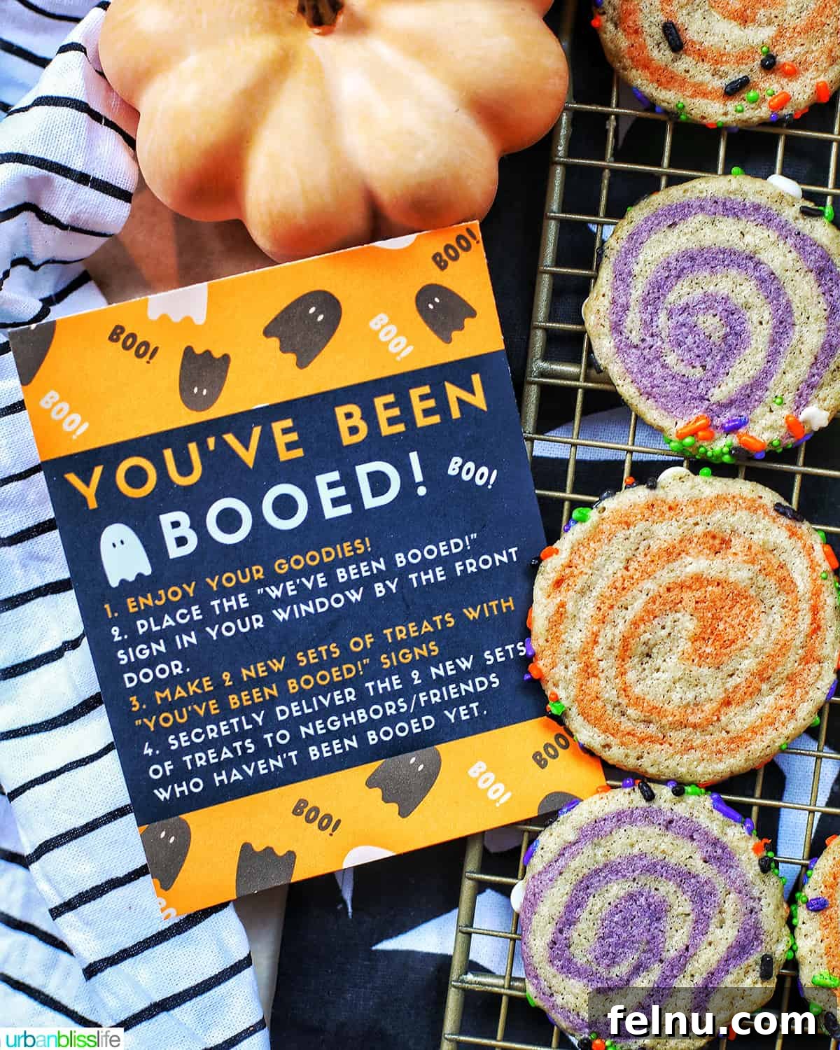 Halloween Swirl Cookies 21 You've Been Booed Signs with Halloween Pinwheel Cookies