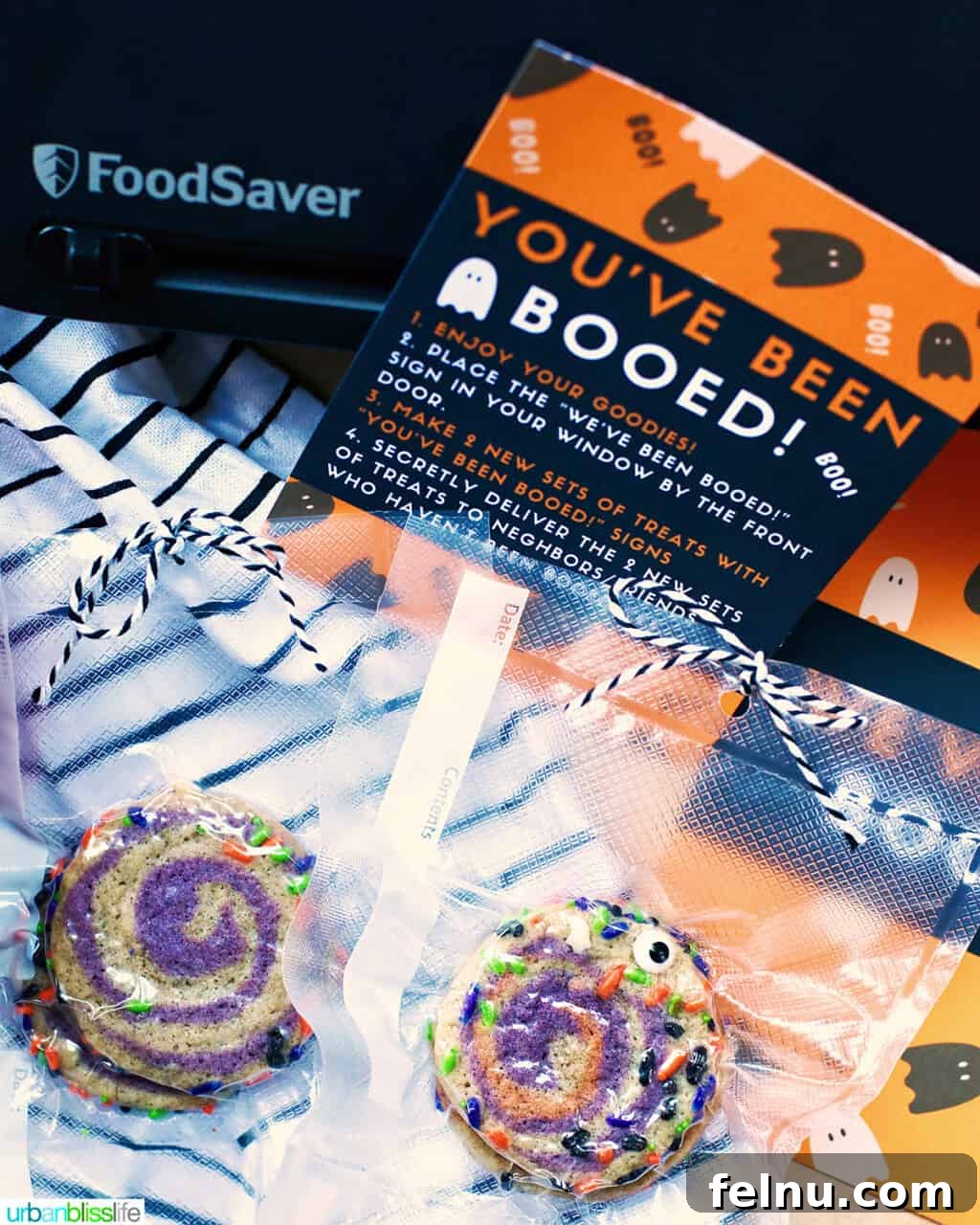 Halloween Pinwheel Cookies with You've Been Booed Signs