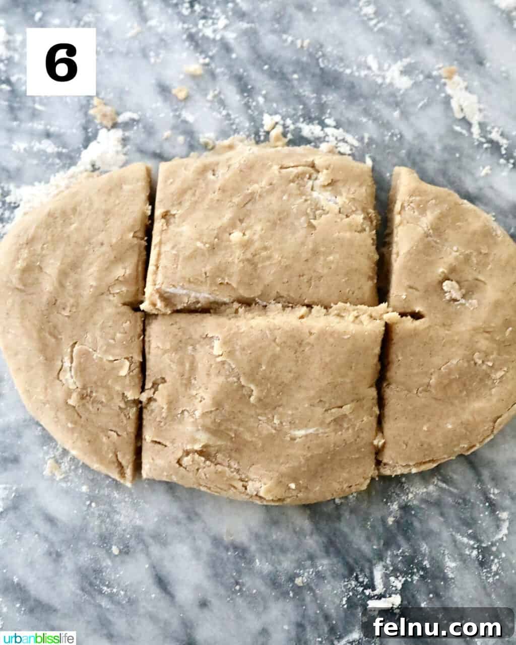 Dividing Cookie Dough into Four Pieces