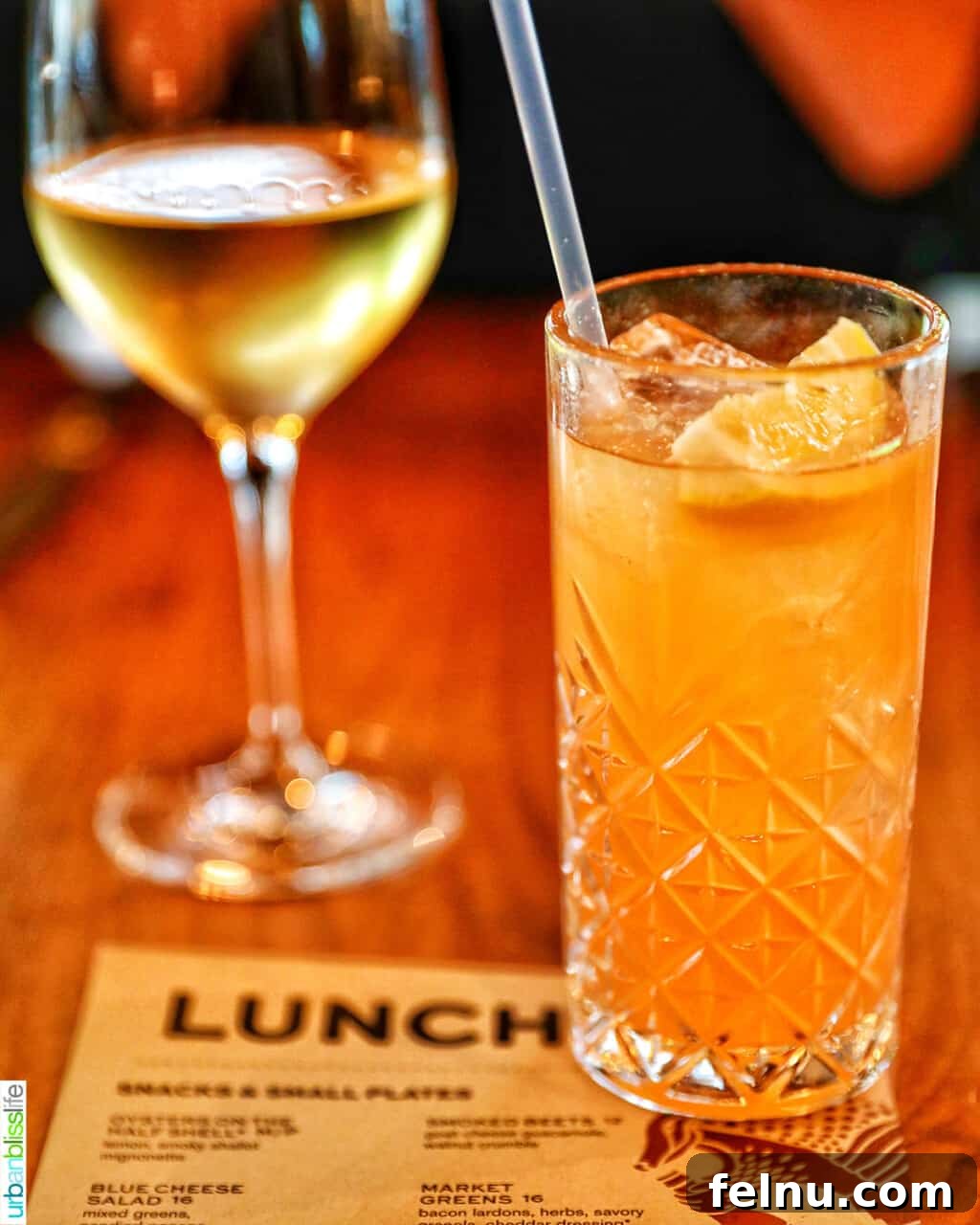 The Bullard Arms 4 A refreshing Road Soda cocktail alongside a crisp glass of white Chenin Blanc wine at Bullard Tavern, ideal for a delightful daytime indulgence or evening refreshment.