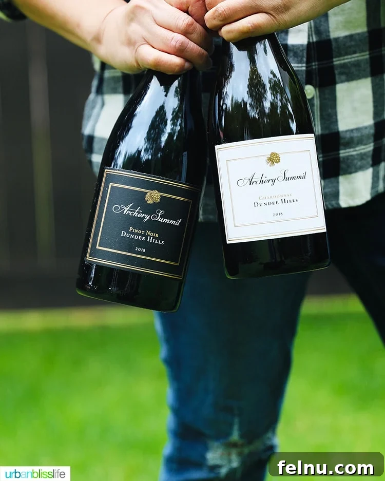 Sip Dundee Oregon Wine Country Guide 9 bottles of Archery Summit winery Chardonnay and Pinot Noir