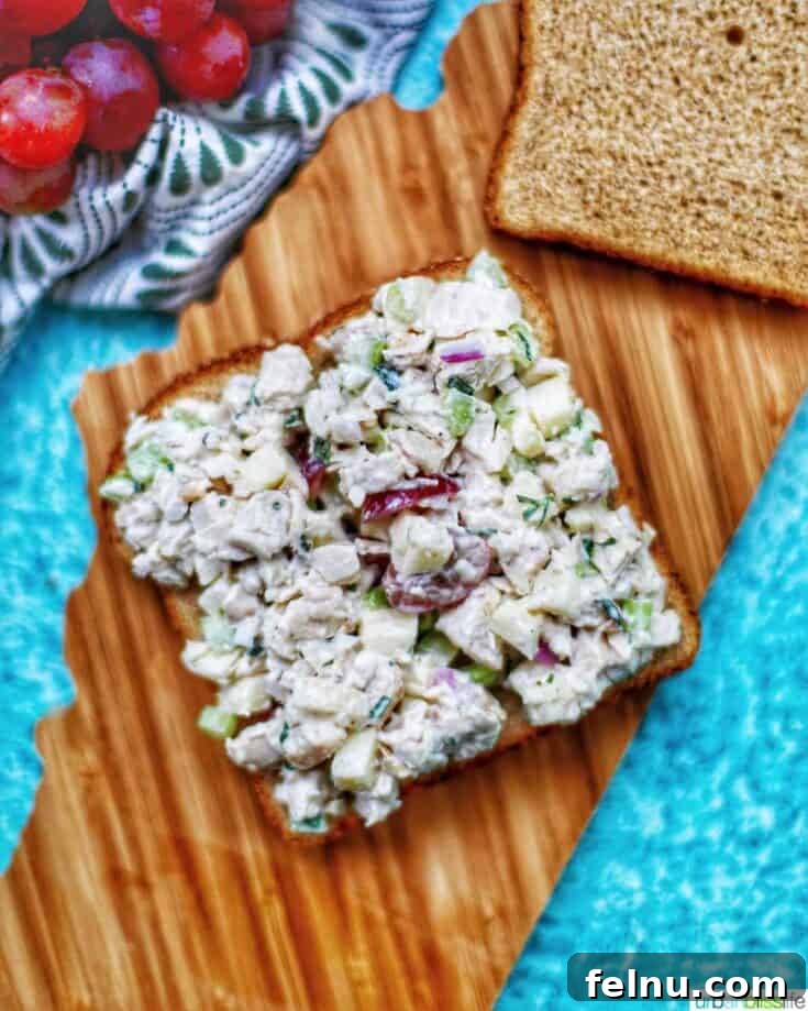 Classic Chicken Salad Sandwich with diced green apples.