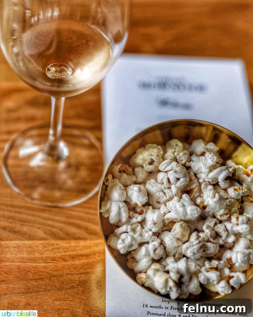 Gran Moraine Cellars 5 brut rose wine with popcorn