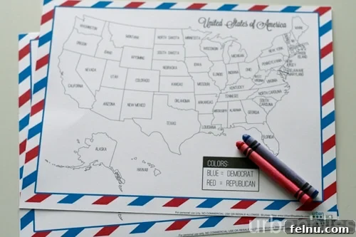 Free Printable Election Night Coloring Map by Urban Bliss