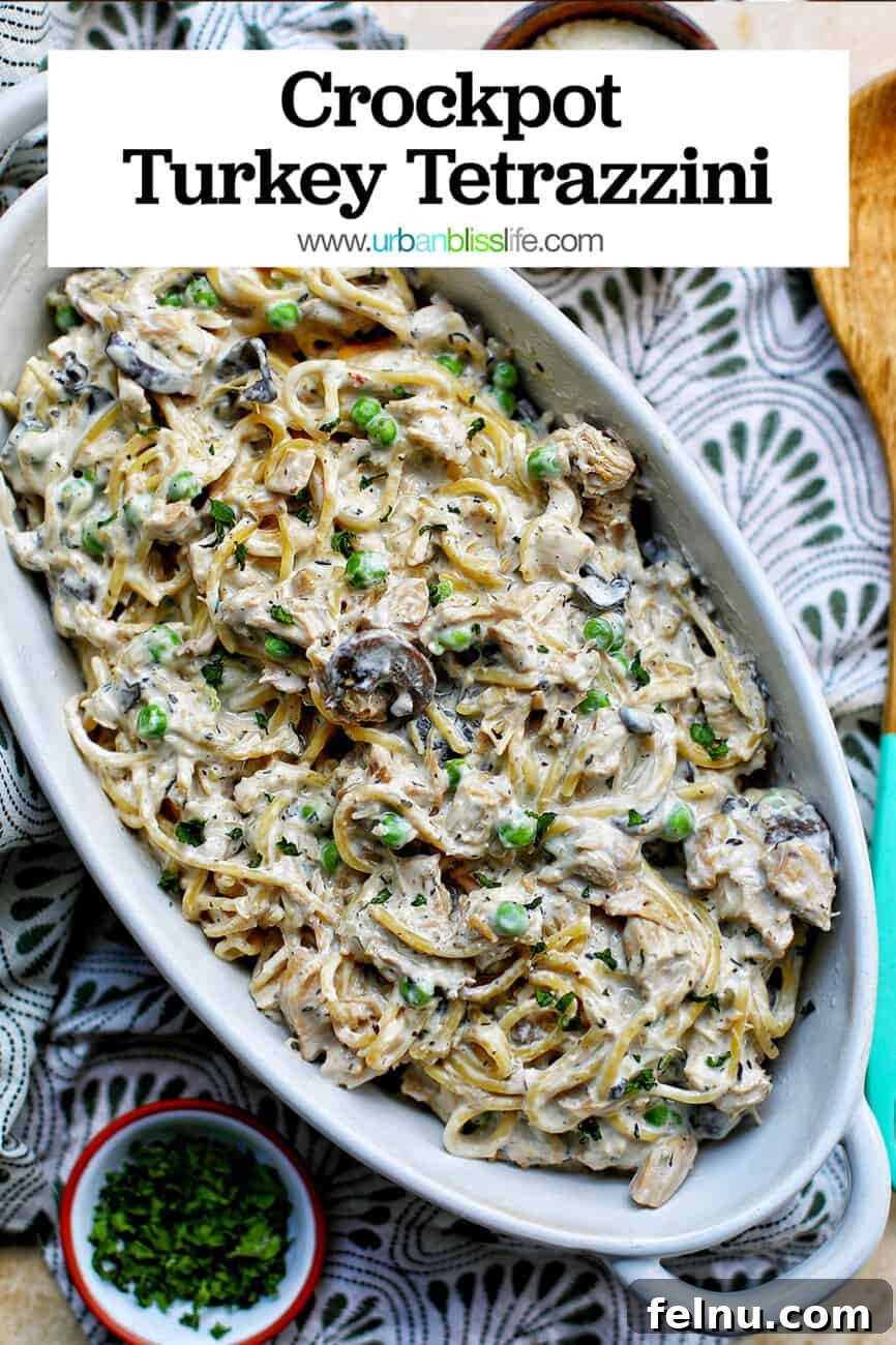 Slow-Cooker Turkey Tetrazzini Delight 26 Crockpot Turkey Tetrazzini with text overlay