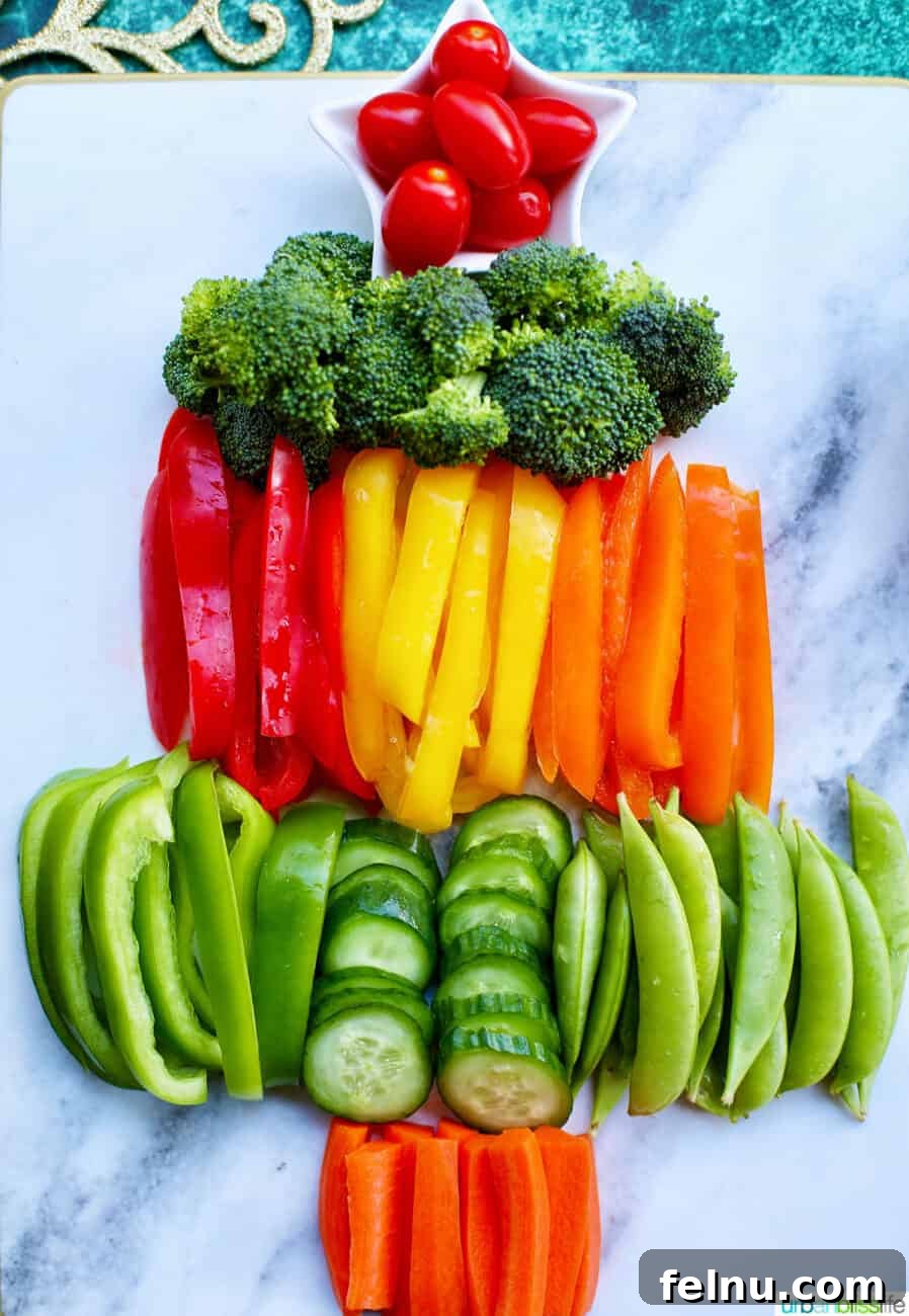 Christmas Tree Vegetable Platter 2 Christmas Tree Veggie Tray: A delightful and healthy holiday appetizer