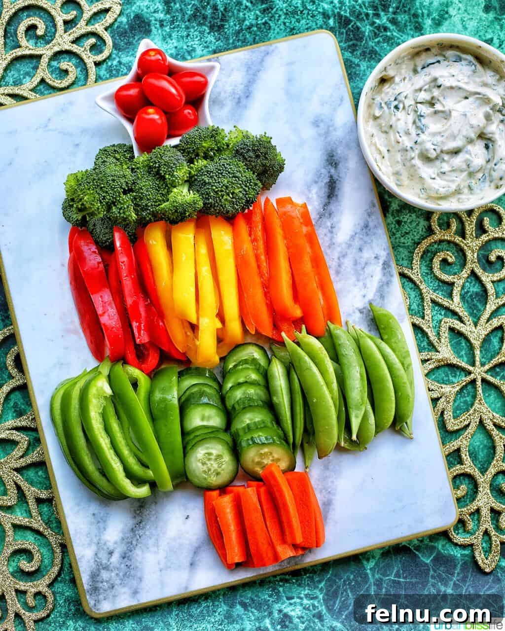 Christmas Tree Vegetable Platter 12 Christmas tree veggie tray with dairy-free spinach dip