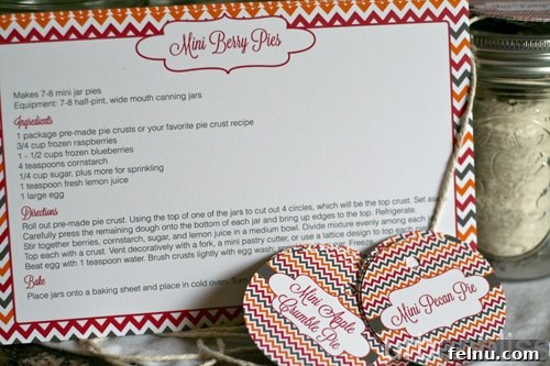 Mini Pies - 03 Printable recipe cards and gift tags for a pie making party