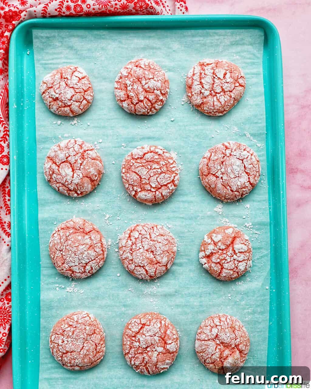 Baked Strawberry Crinkle Cookies
