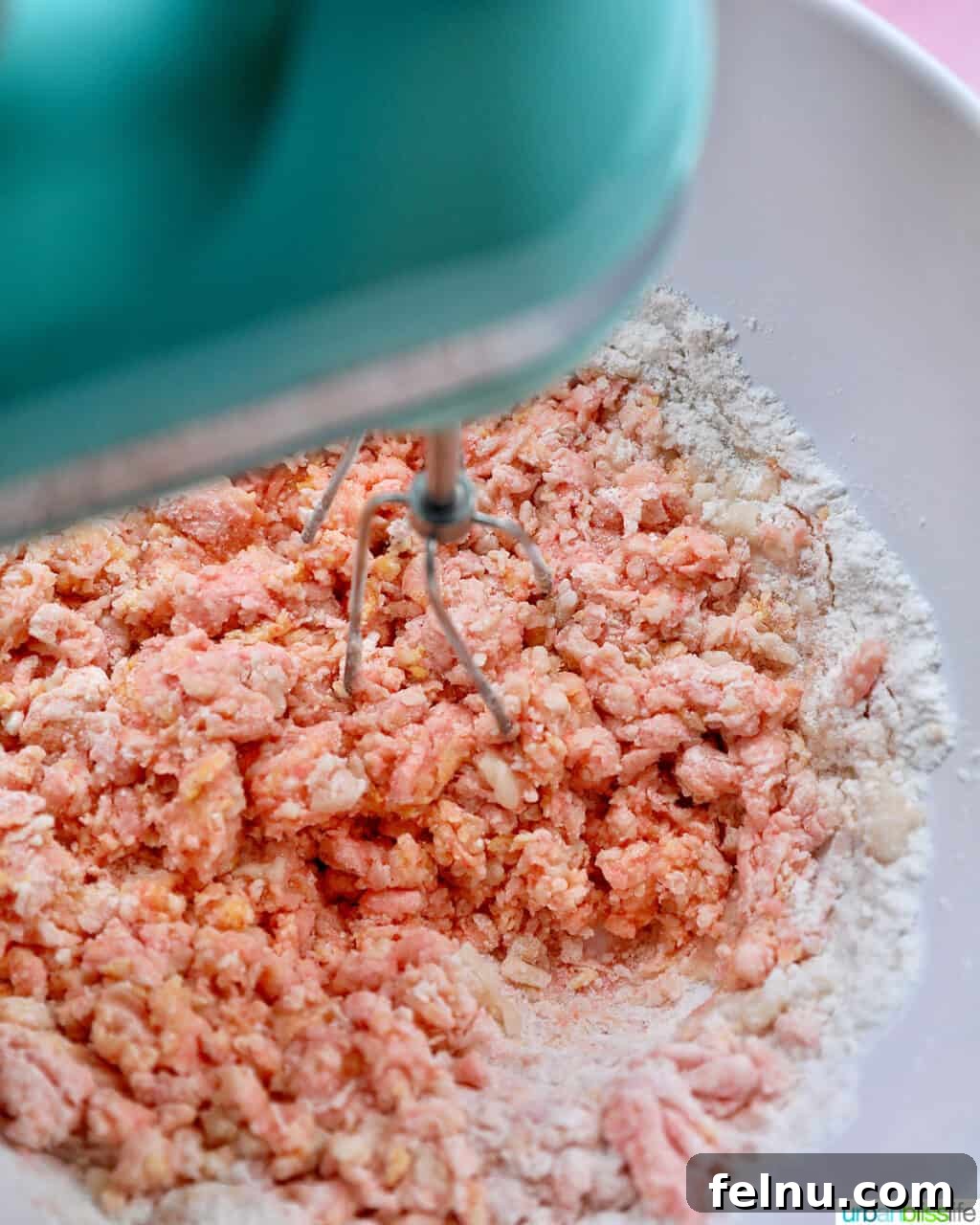 Mixing Strawberry Crinkle Cookie Batter
