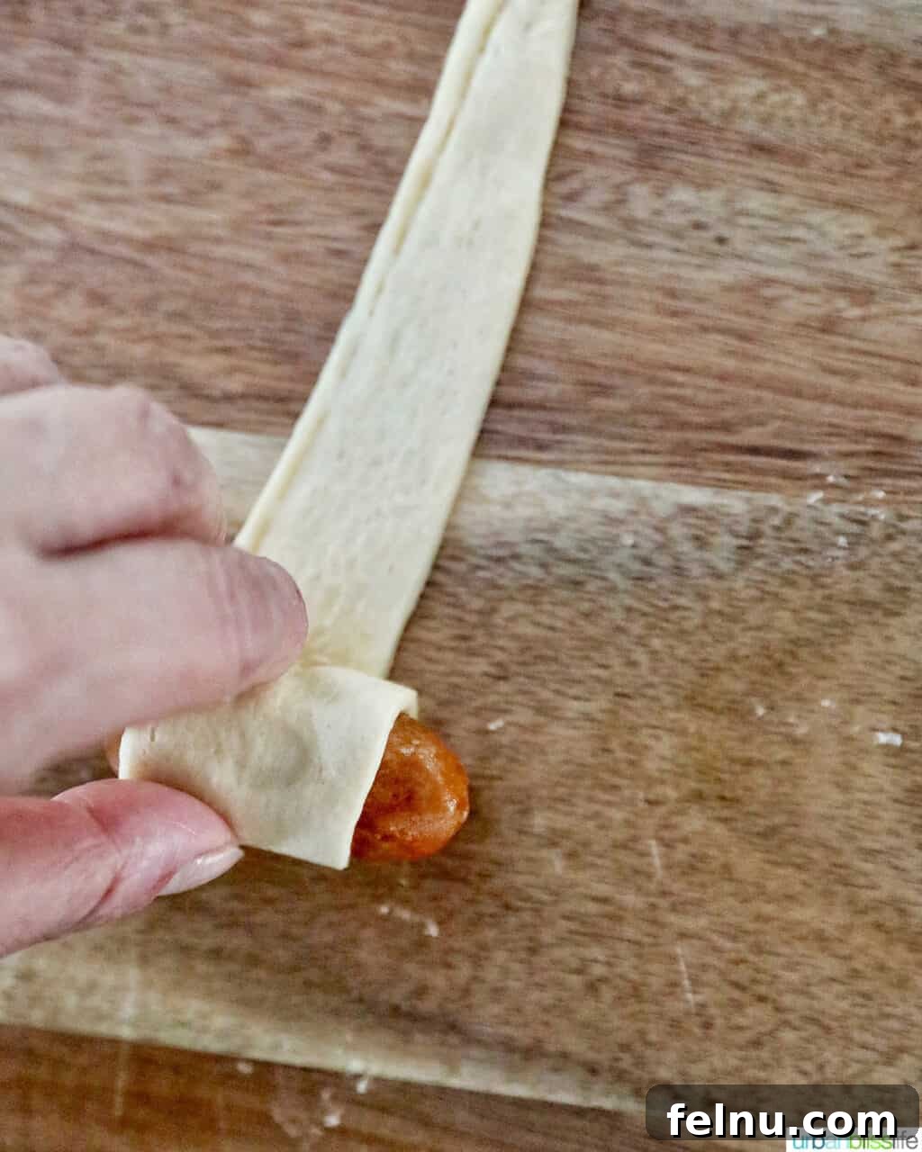 Crispy Air-Fried Pigs in a Blanket 8 rolling up sausage in crescent dough