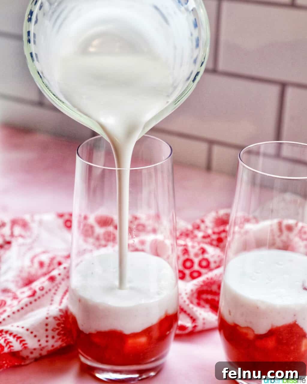 Pouring milk into Korean Strawberry Milk