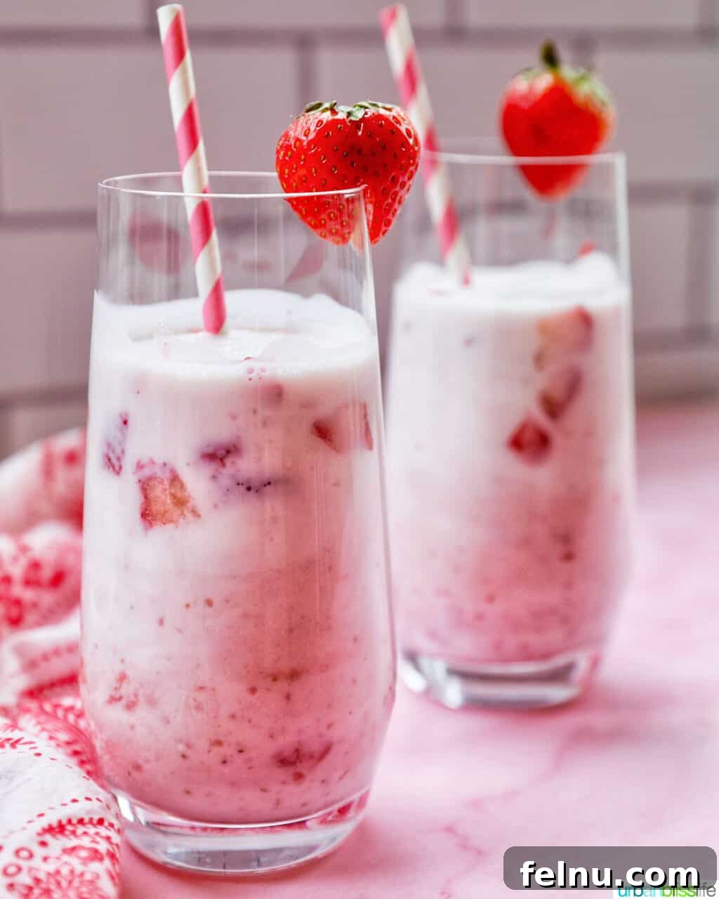 Two glasses of Korean Strawberry Milk