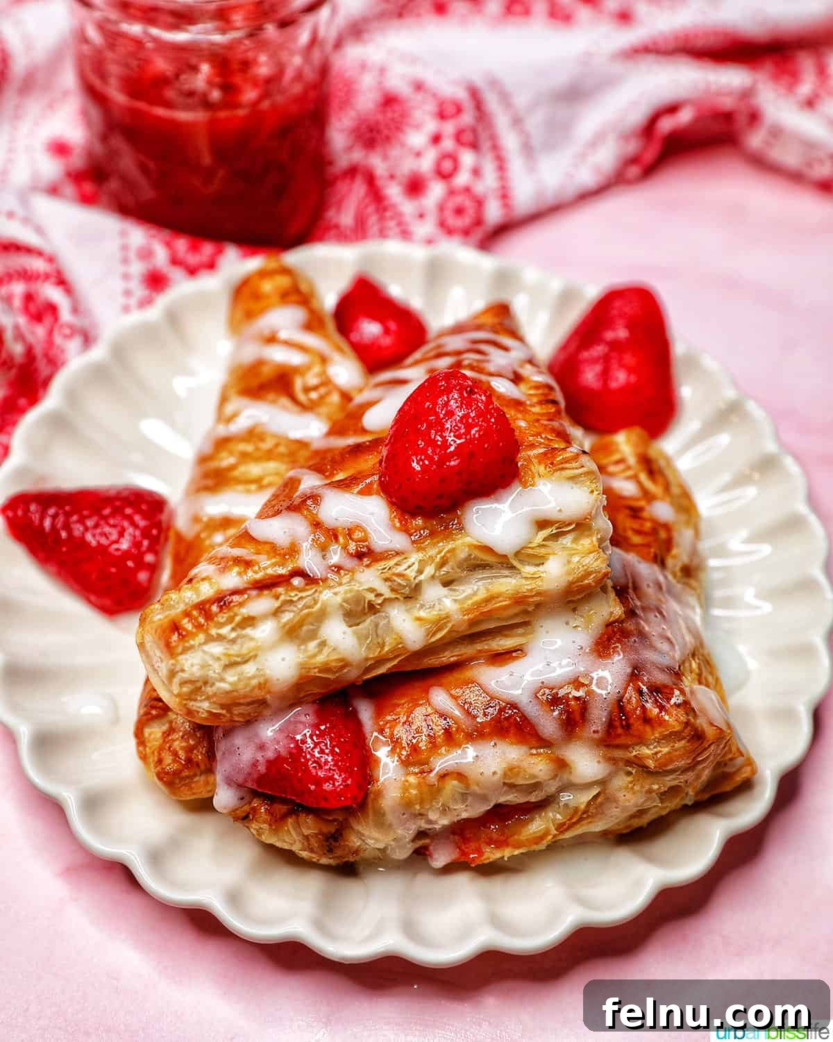 Flaky Strawberry Pockets 3 strawberry turnovers iced