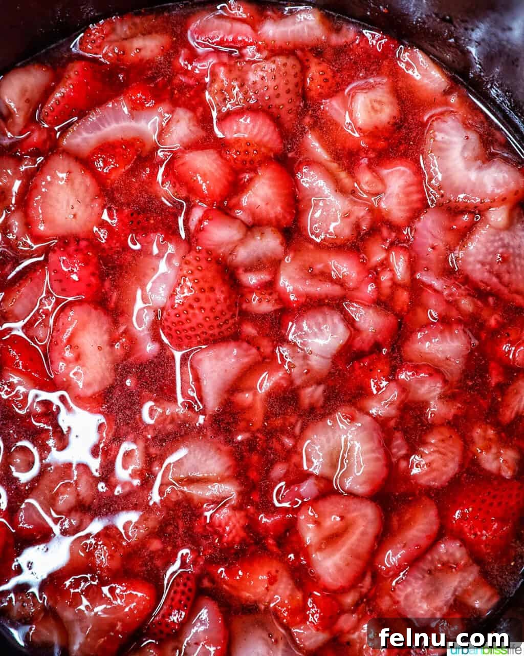 Flaky Strawberry Pockets 6 strawberries cooking in pot