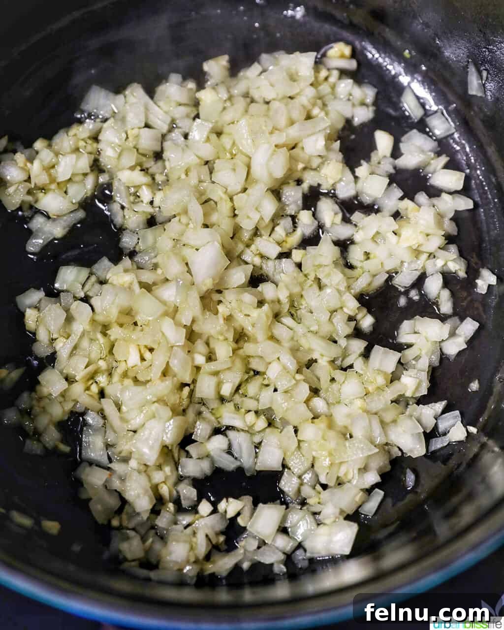 Sautéing onions and garlic.