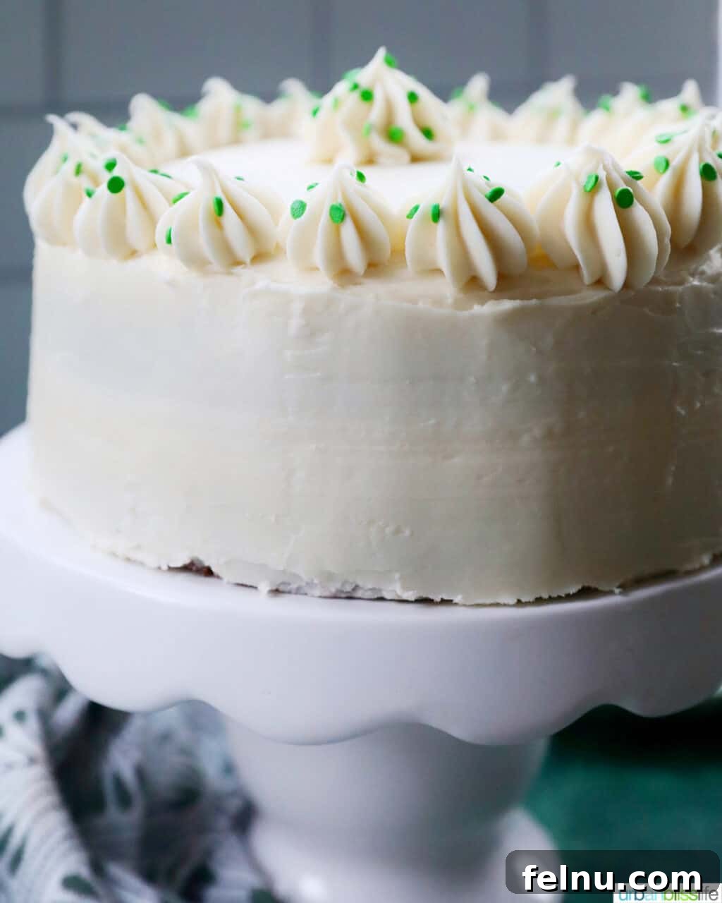 Ultimate Cream Cheese Frosting 2 Green velvet cake adorned with the best cream cheese frosting