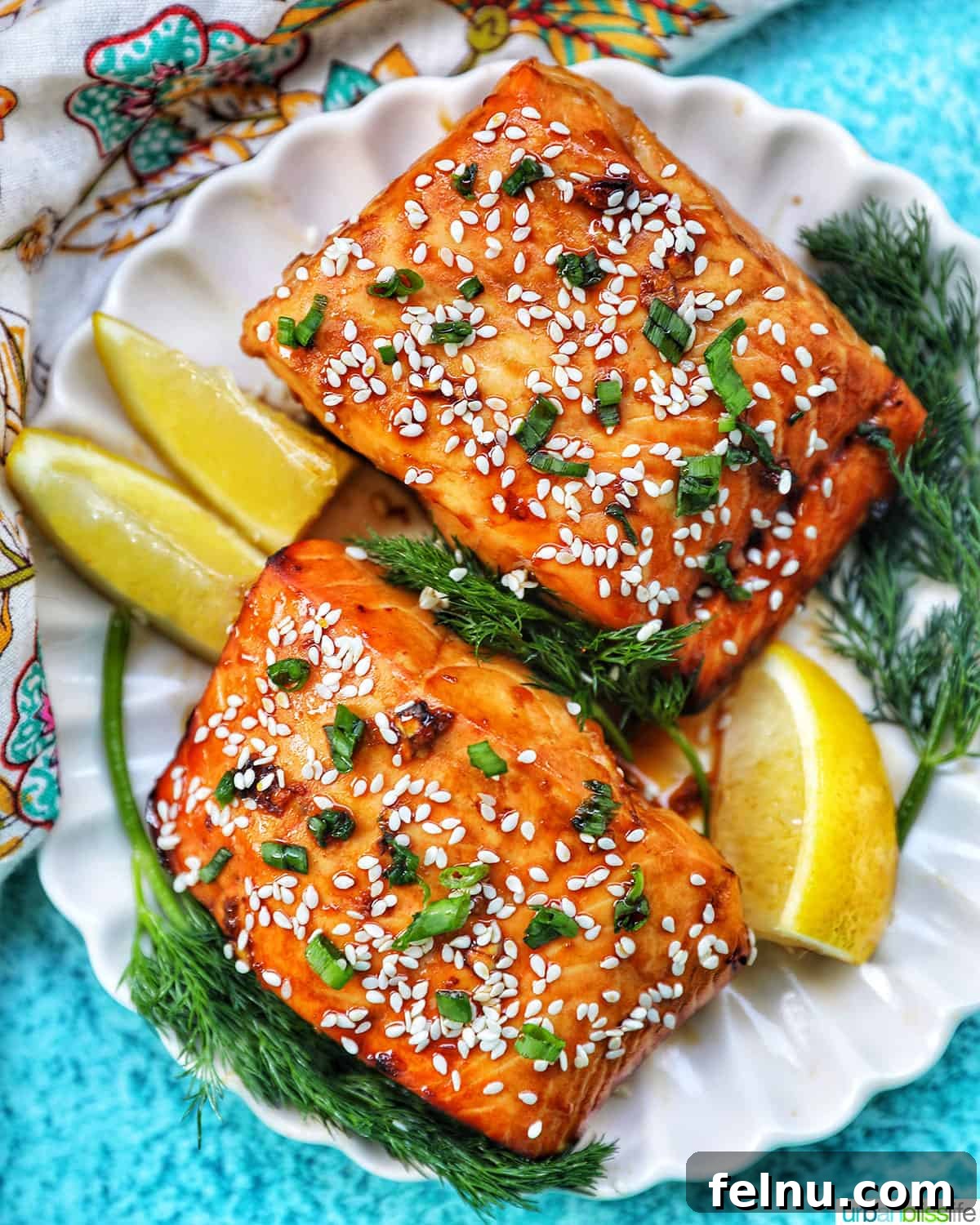 two air fryer teriyaki salmon fillets