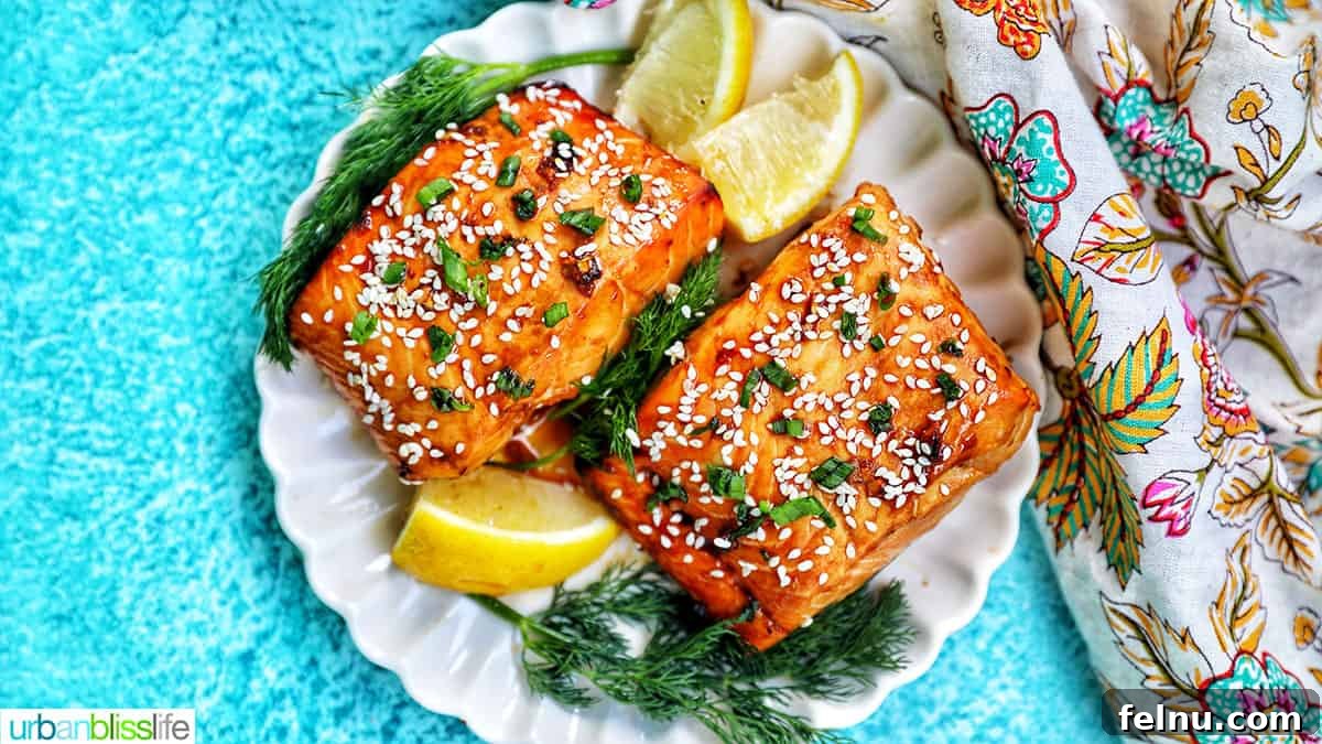 horizontal photo of air fryer teriyaki salmon