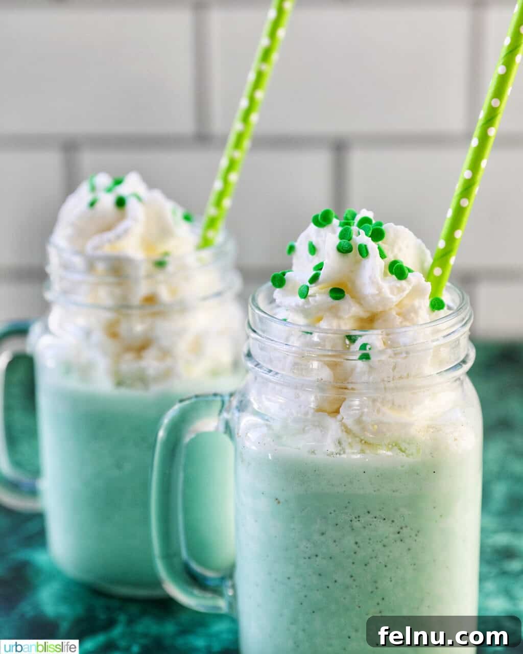 The Best Homemade Shamrock Shake 3 Two glasses of Shamrock Shakes