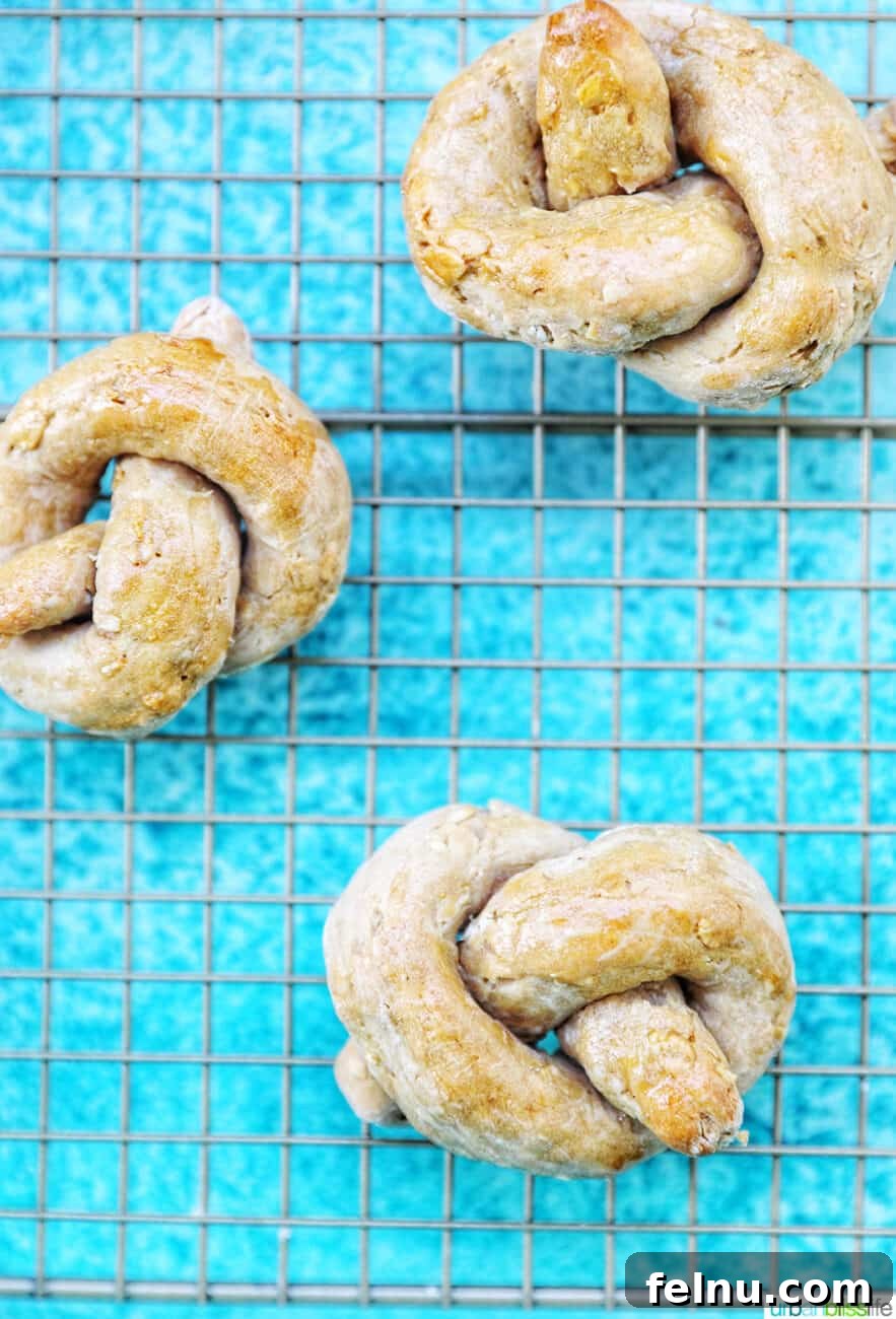 Peanut Butter Pretzel Dog Treats: A Homemade Recipe 11 dog pretzels on a cooling rack