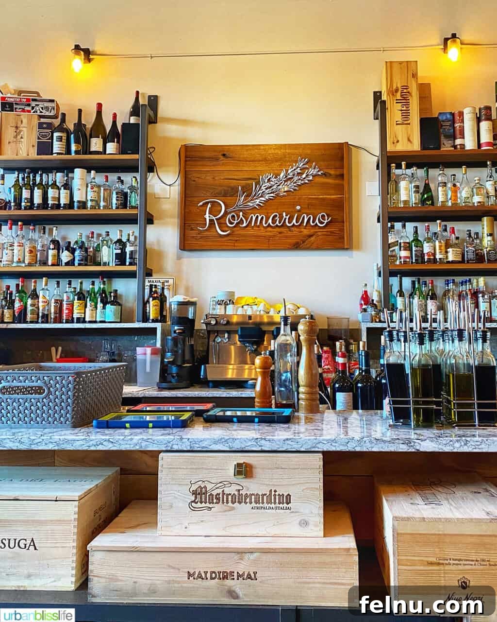 Rosmarino Trattoria: A Taste of Italy 3 Inside bar at Rosmarino Osteria restaurant in Newberg, Oregon wine country