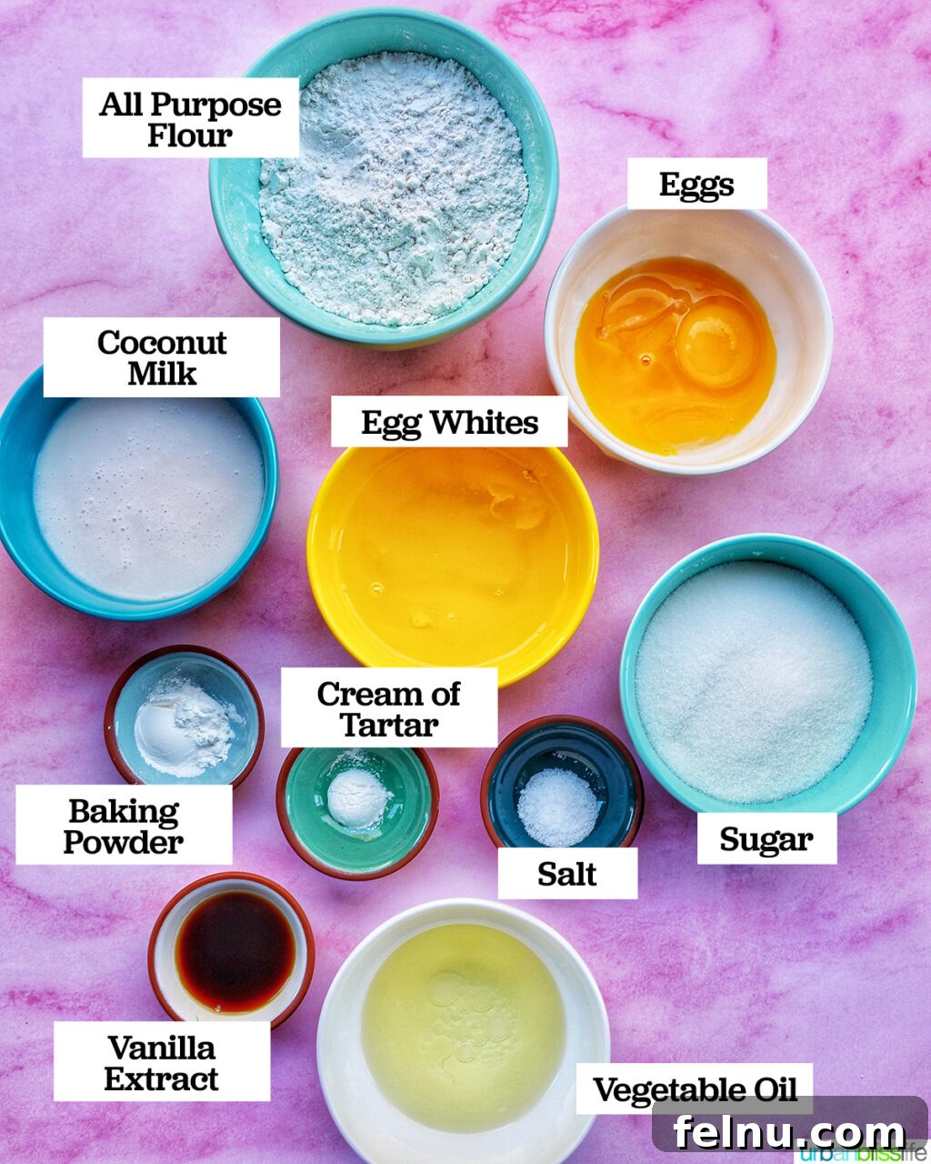 Taisan: Fluffy Filipino Chiffon Cake Perfection 5 Various ingredients for Taisan Filipino chiffon cake laid out on a kitchen counter
