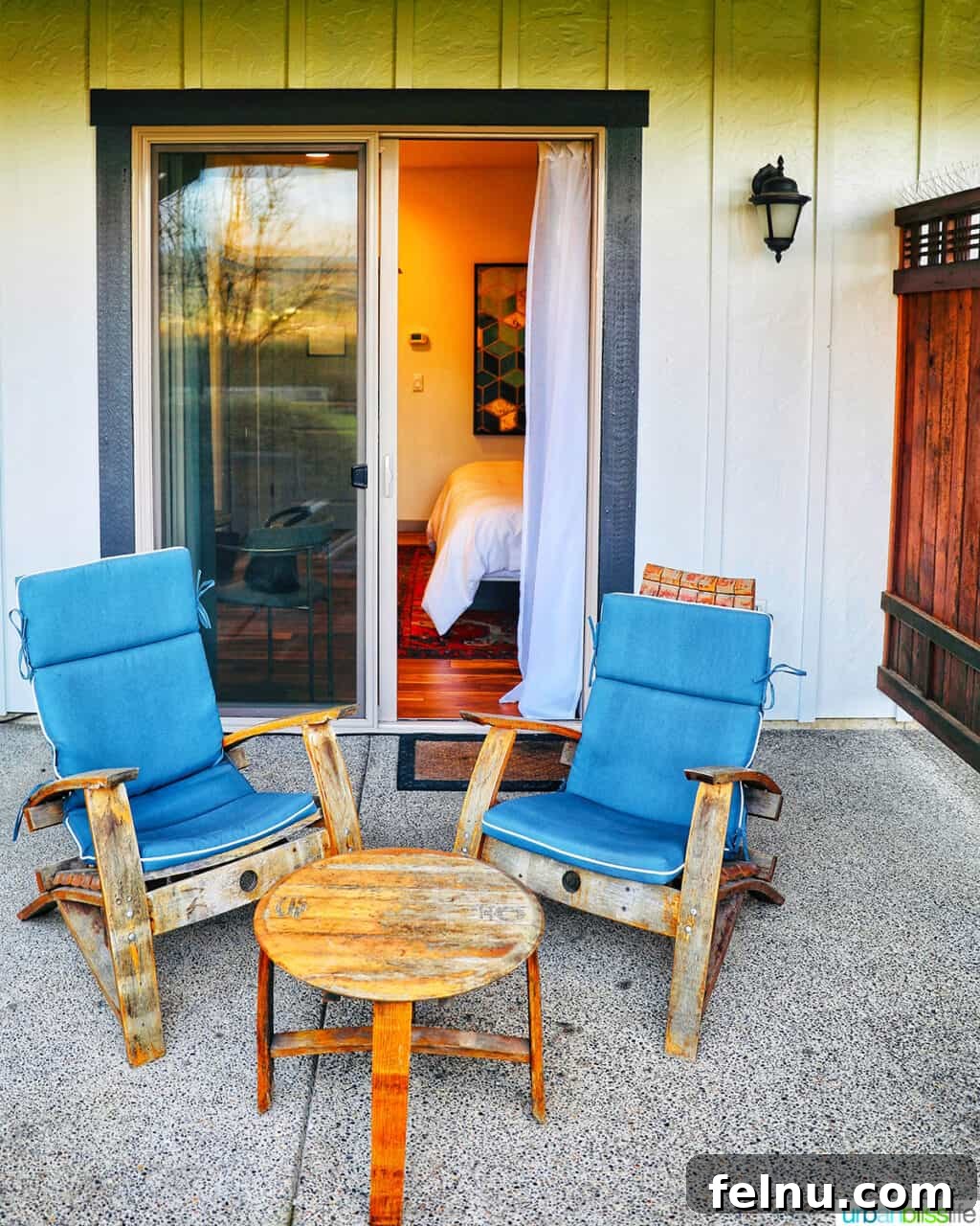 The Willamette Valley Hideaway 7 Suite private patio at The Setting Inn Willamette Valley
