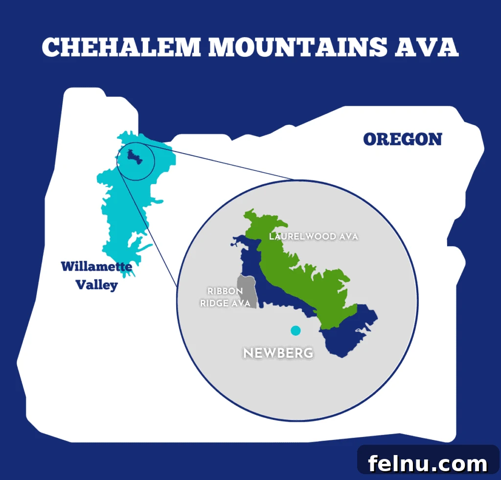 Newberg Wine Trail: A Taste of Oregon's Finest 3 Chehalem Mountains AVA map near Newberg, Oregon