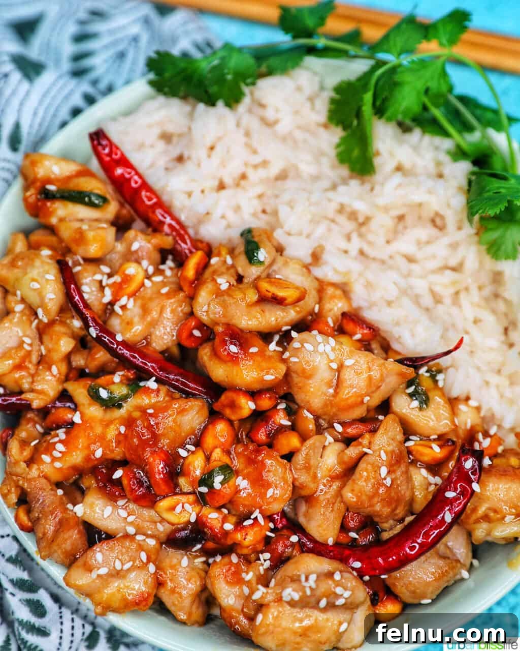 Weeknight Kung Pao Chicken 2 Kung Pao Chicken with rice, a classic Chinese take-out dish made easy at home