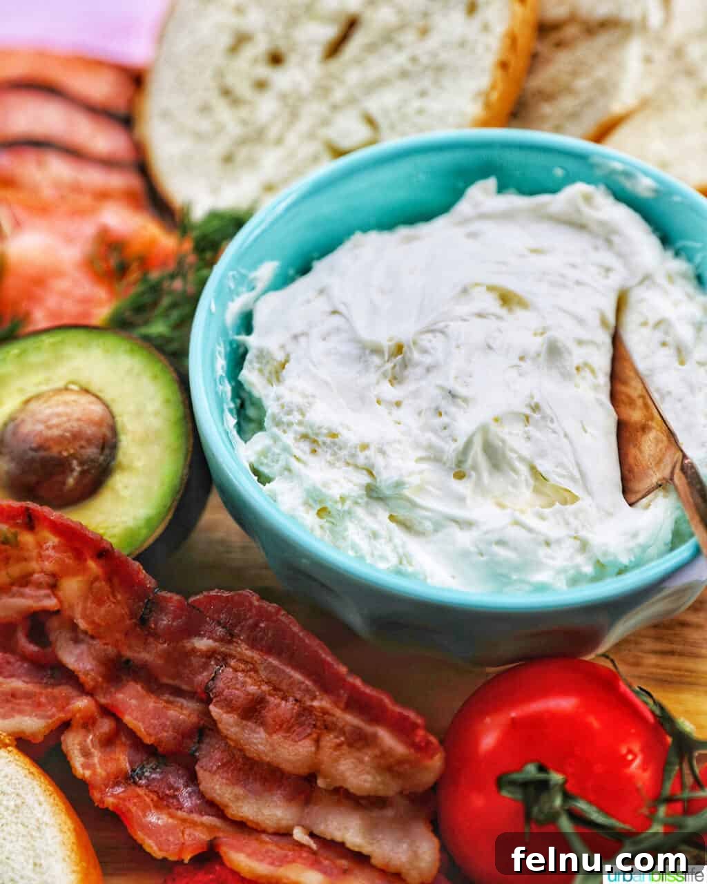 Brunch Grazing Platter 11 A close-up highlighting a dip and crispy bacon, crucial components of a well-balanced brunch board.